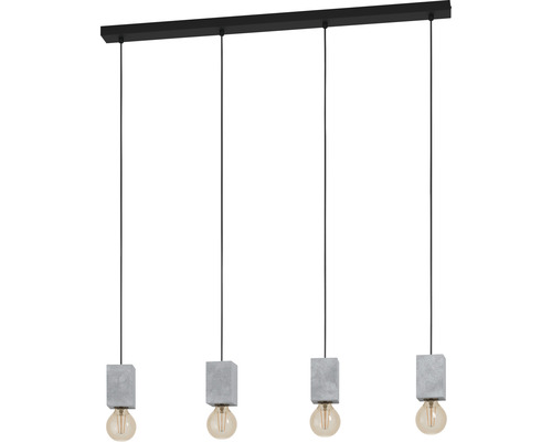 Suspension 4 ampoules hxL 110x92,5 cm noir/gris