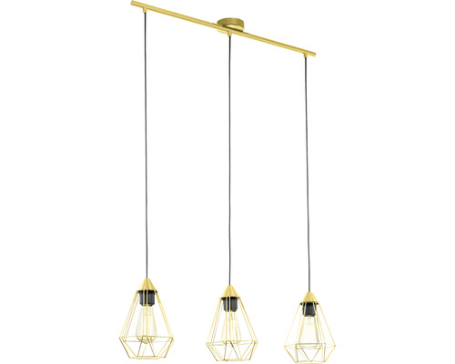 Suspension 3 ampoules hxLxØ 110x79x17,5 cm laiton/brossé