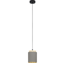 Suspension 1 ampoule hxØ 110x16 cm noir/bois clair abat-jour cappuccino intérieur doré