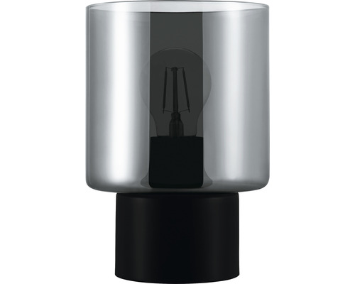 Lampe de table acier/verre 1 ampoule hxØ 220x150 mm Gorosiba noir/transparent
