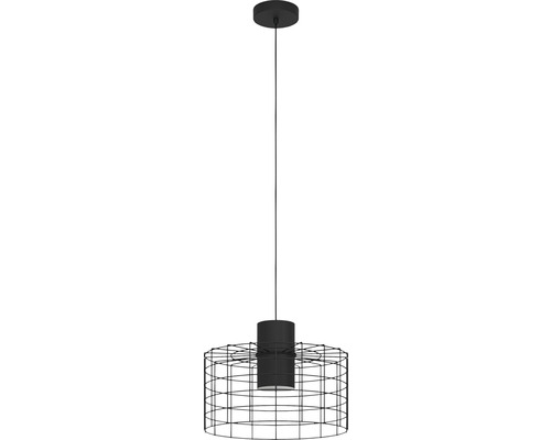 Suspension 1 ampoule hxØ 110x38 cm noir cylindre extérieur noir intérieur blanc Suspension avec cage métallique