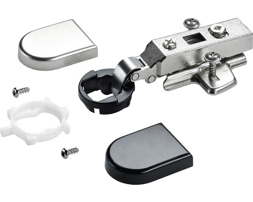 Charnière invisible Intermat Mini pour portes vitrées Ø 26 mm extérieur 2 pièces Charnière de meuble avec accessoires de montage