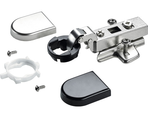 Charnière invisible Intermat Mini pour portes vitrées Ø 26 mm intérieur 2 pièces Charnière de meuble avec vis, capuchons et matériel de fixation