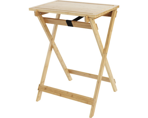Table pliante Wenko avec plaque de découpe en bambou