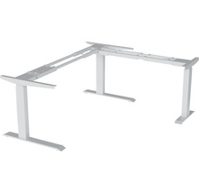 Piètement de table d'angle E-CORNER 90 réglable en hauteur électriquement sur 3 niveaux 610-1270 mm argent 3 moteurs-thumb-0