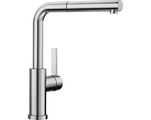 Robinet de cuisine avec douchette Blanco LANORA-F acier inoxydable brossé DW-6506DL0369 certifié DVGW 526180