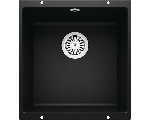 Évier Blanco ROTAN 400 430 x 460 mm noir acier inoxydable 526097 sans égouttoir Évier en granit avec crépine