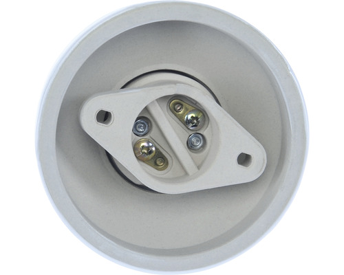 Vue du dessous de la douille de lampe E27 en céramique