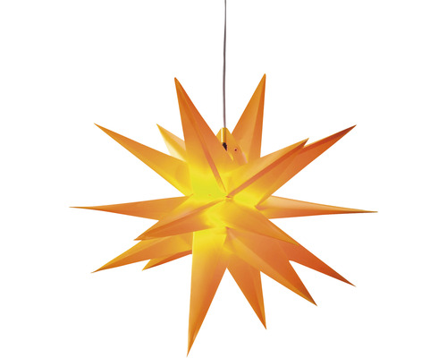 LED-Kunststoffstern Ø 60 cm LED gelb Lichtfarbe warmweiß inkl. Timer Sternförmige Papierleuchte zum Aufhängen