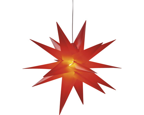 LED-Kunststoffstern Ø 35 cm LED rot Lichtfarbe warmweiß inkl. Timer Sternförmige Papierleuchte zum Aufhängen