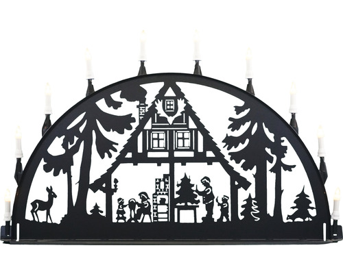 Arc lumineux noir avec motif de Noël et bougies