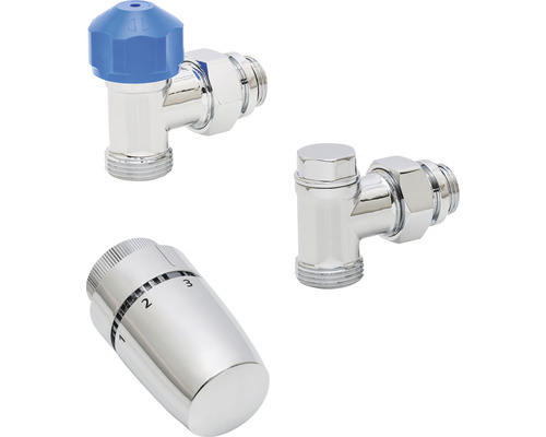 Kit de robinet thermostatique d'angle SCHULTE 1/2" chrome 7065002 Robinets de radiateur avec tête thermostatique