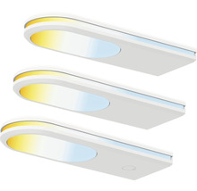 Drei LED Wandleuchten mit unterschiedlichen Lichtfarben