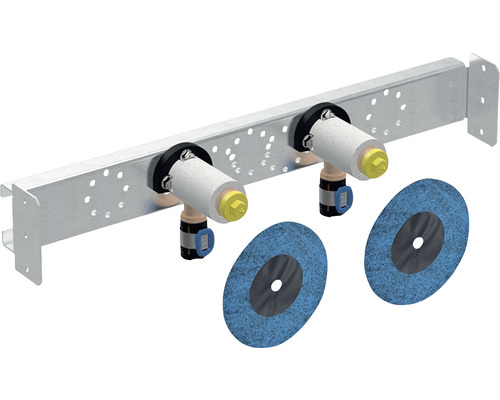 Raccord d'angle GEBERIT FlowFit 90° 20 x 1/2" prémonté deux fois cloison sèche écart milieu 15,3 cm 619671001