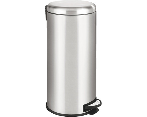 Poubelle à pédale Wenko Leman Easy Close 30 l gris brillant Poubelle à pédale en métal