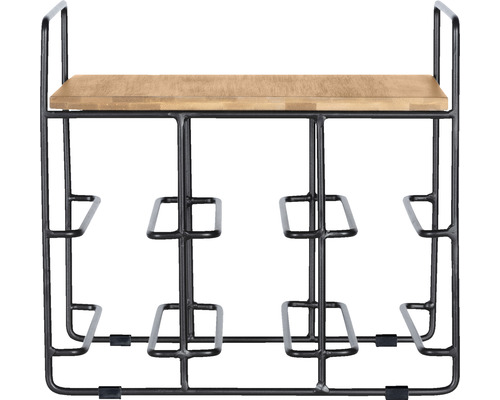 Weinregal aus Metall mit Holzablage für sechs Flaschen