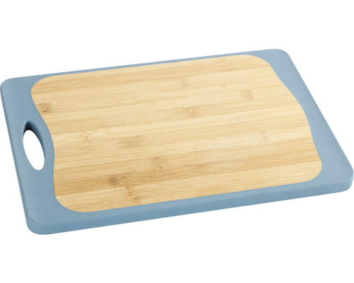 Planche à découper Wenko Kombi M+ 33x23 cm blanc/bleu/bambou Planche à découper en bambou avec poignée