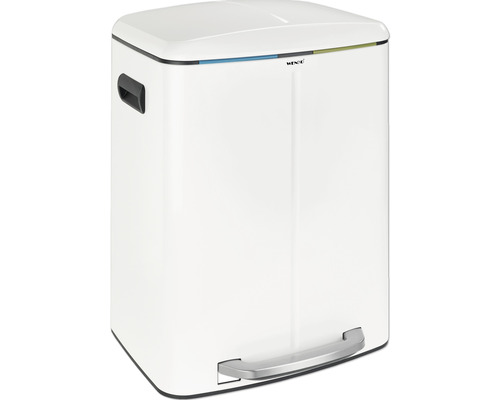 Poubelle à pédale Wenko Easy Close 2x 20 litres Primo blanc