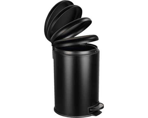 Treteimer aus Metall mit offenem Deckel