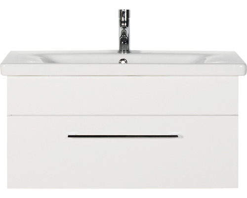 Set de meubles de salle de bains Marlin 3400 lxhxp 80 x 40,6 x 45,5 cm couleur de façade blanc avec vasque céramique blanc ASEW WK81W