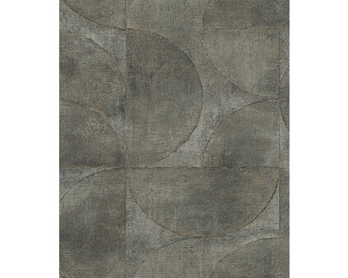 Papier peint intissé 32821 Vintage Deluxe cercles argent cuivre Papier peint avec motif géométrique en demi-cercle