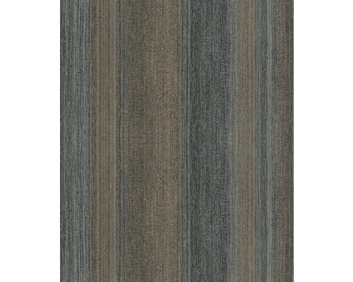 Papier peint intissé 32838 Vintage Deluxe rayures anthracite marron Gros plan sur un sol en vinyle imitation bois