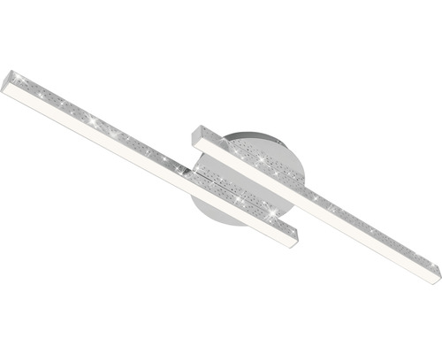 Plafonnier LED métal/plastique 2x6W 2x600 lm 3000 K blanc chaud hxLxp 58x140x600 mm Rey chrome avec effet irisé