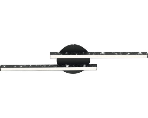 Plafonnier LED métal/plastique 2x6W 2x600 lm 3000 K blanc chaud hxLxp 58x140x600 mm Rey noir avec effet irisé