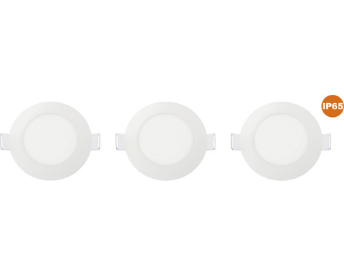 Set d'éclairages encastrés LED IP65 3x3 W 3x350 lm 4000 K blanc Ø 8,6/6,8 cm 230 V Trois spots encastrables ronds avec indice de protection IP65