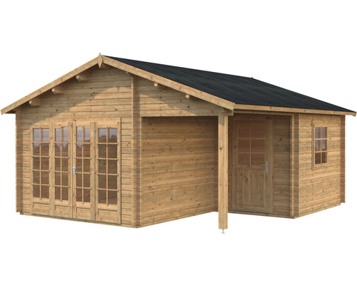 Abri de jardin en bois avec double porte et annexe