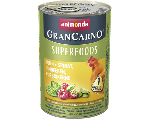 Hundefutter nass animonda Gran Carno Superfoods Huhn & Spinat 400 g