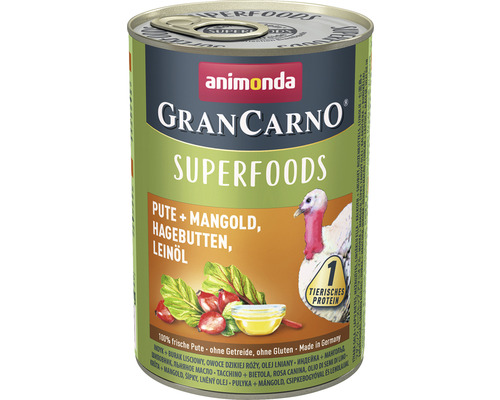 Hundefutter nass animonda Gran Carno Superfoods Pute & Mangold 400 g