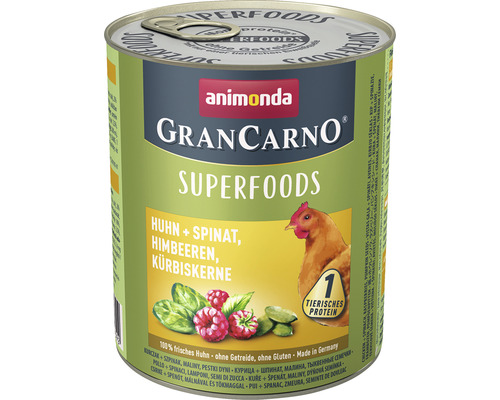 Hundefutter nass animonda Gran Carno Superfood Huhn & Spinat 800 g