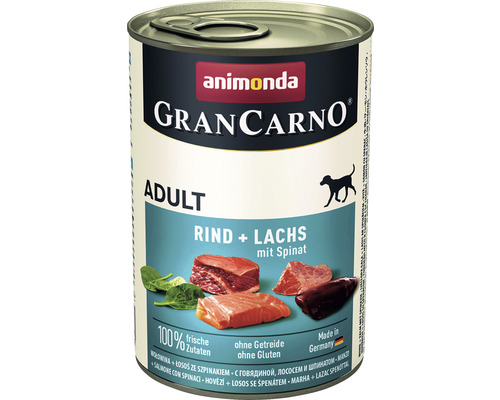 Hundefutter nass animonda Gran Carno Adult Rind & Lachs & Spinat 400 g