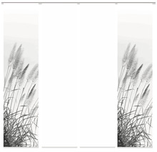 Panneau japonais impression numérique Pampas gris blanc lot de 4 60x245 cm