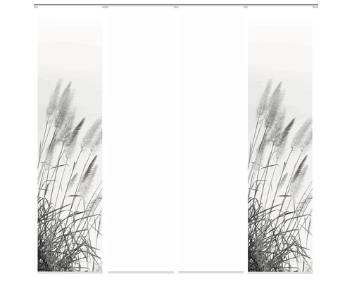 Panneau japonais impression numérique Pampas gris blanc lot de 4 60x245 cm