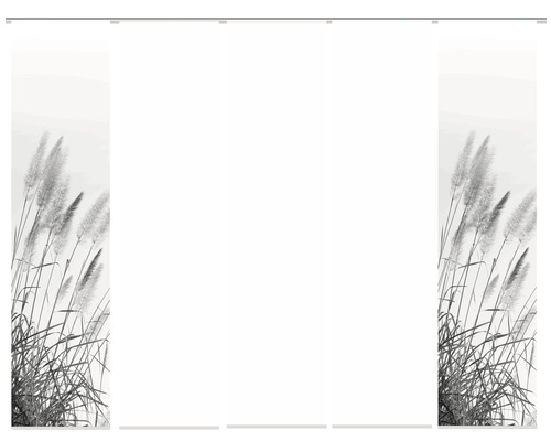 Panneau japonais impression numérique Pampas gris blanc lot de 5 60x245 cm