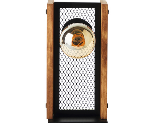 Lampe de table avec abat-jour en treillis métallique et cadre en bois