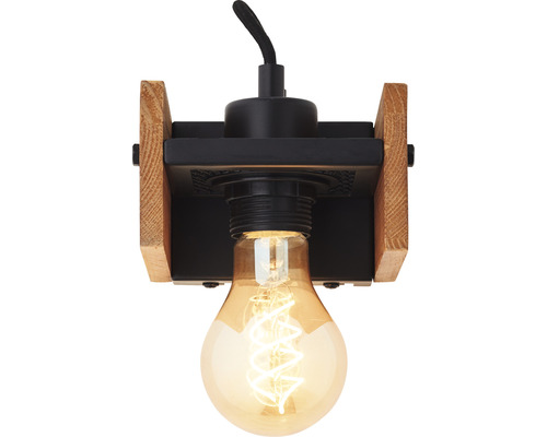Applique murale en bois et métal avec ampoule