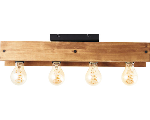 Plafonnier en bois avec quatre ampoules