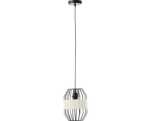 Suspension avec structure en métal et abat-jour en tissu