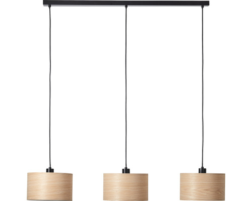 Suspension 3 ampoules hxlxp 120x110x25 cm noir/marron/naturel