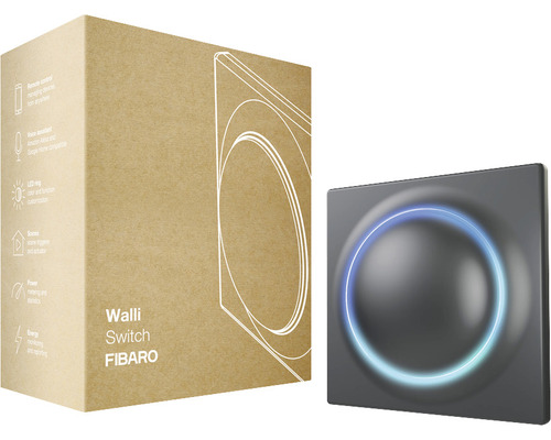 Module à encastrer Fibaro Walli Switch avec fonction de répétition pour la commande d'une ou deux sources lumineuses noir - compatible avec SMART HOME by hornbach