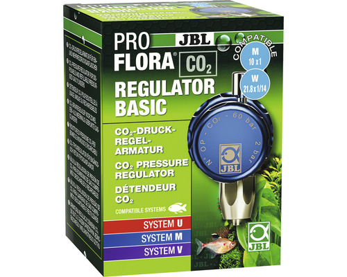 Robinet de réglage de pression JBL PROFLORA CO² Regulator Basic Emballage du régulateur CO2 JBL ProFlora Basic pour aquariums