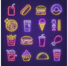 Glasbild Neon Food 20x20 cm