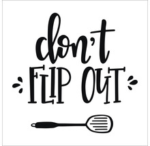 Grafik mit dem Spruch ''Don''t flip out'' und einem Pfannenwender