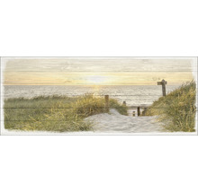 Tableau mural en bois représentant un paysage de dunes au bord de la mer