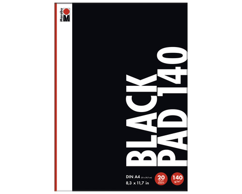 Black PAD papier noir DIN A4, 140 gr, 20 feuilles