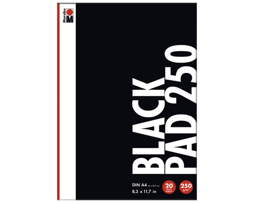 Black PAD papier noir DIN A4, 250 gr, 20 feuilles