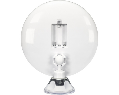 Dos d''un miroir de courtoisie avec ventouse et compartiment à piles